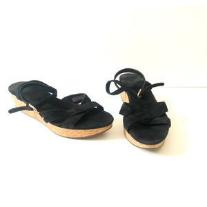 UGG Black Suede Sandals with Ankle Strap